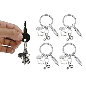 ZoeTekway 4-teiliges Set Dreiteiliges Schlüsselanhänger-Set mit kreativer Kombination (Stethoskop, Spritze, Krankenschwesterkappe), Geschenke für Medizinstudenten, Krankenschwestergeschenke