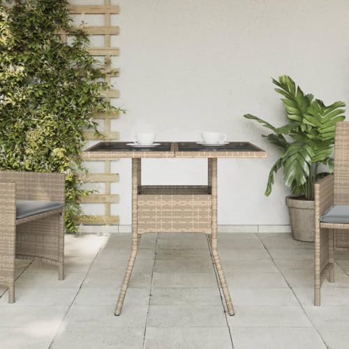 Mesa de jardín 80x80 cm con tablero de cristal resistente a la intemperie 4