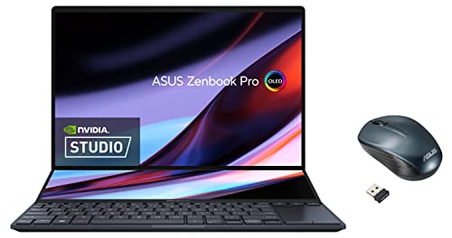Image of ASUS Zenbook Pro 14 Duo OLED (2022), 14.5 inch (36.83 cms) 2.8K OLED 120Hz Touch, Intel Core i5 12th Gen, Dual Screen Laptop, UX8402ZA-M501WS WT200 Wireless Mouse, Blue