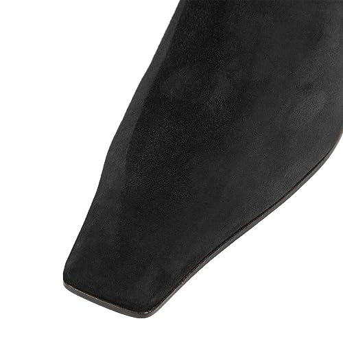 FOWT Women Closed Square Toe Booties Low Chunky Block Heels Side Zipper Ankle Boots Formal Business Office Winter Shoes Size 4-16 US2