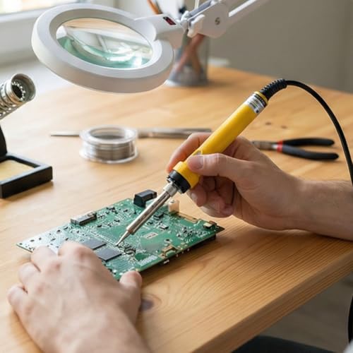 Image of Witty Fox Soldering Iron 60W with EU Plug for Electronics Repair, Wiring, PCB Work, DIY Projects & Home Use | Fast Heating Electric Soldering Iron for Circuit, Cable & Hobby Use