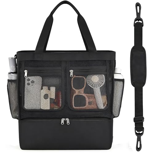 Busiuw Beach Bags for Women, Large Beach Tote Bag Waterproof Mesh Swim Pool Bag with Cooler for Travel Vacation Essentials