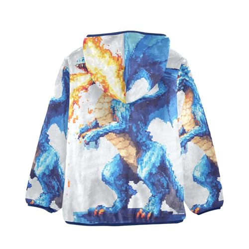 Pixel Dragon Breathing Fire Girls Fleece Jacket Girls Fall Jacket Girls Zip Up Hoodie Girls Sherpa Jacket 2-10T2
