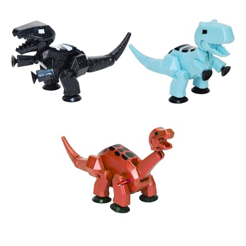 Zing Stikbot Mega Lot de 3 dinosaures – Comprend un brontosaure, un T-rex et un carnotaure, créez une animation stop motion, à partir de 4 ans (bleu...