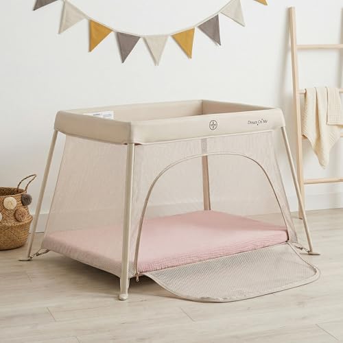 Image of Muslin Pack and Play Sheet, 100% Cotton Playard Sheet (42 inchx24 inch), Breathable & Soft Mattress Pad Cover, Boho Pink for Girls(1 Pack)