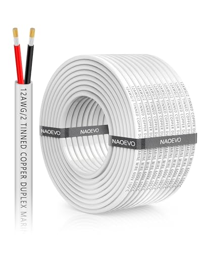 NAOEVO 12 Gauge Marine Wire Duplex, 12 AWG Wire, 12/2 Marine Cable, 60FT