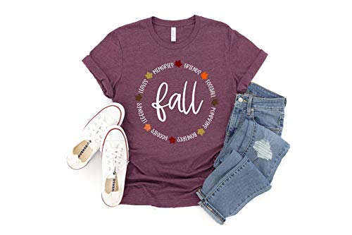 Fall Friends Football Pumpkins Bonfires Hoodies Leggings Leaves Memories Tshirt,Fall Word Shirt,Fall Is Here Tee,Fall Is My Favorite Color