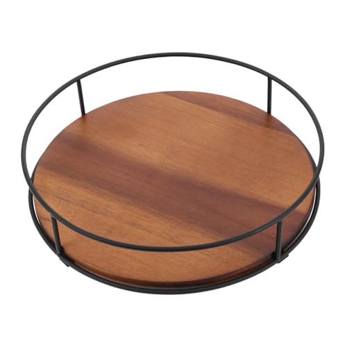 Mikinona Wooden Round Spice Box Holder Lazy Susan Turntable for Countertop Sturdy Spice Rack Organizer