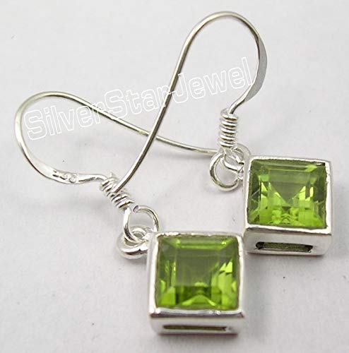 Green Square Peridot August Birthstone Earrings 2.2 Grams Sterling Silver2