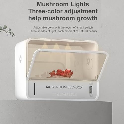 Cámara de cultivo automatizada de hongos con control de clima, iluminación LED de espectro completo, filtración HEPA y pantalla digital para un crecimiento óptimo