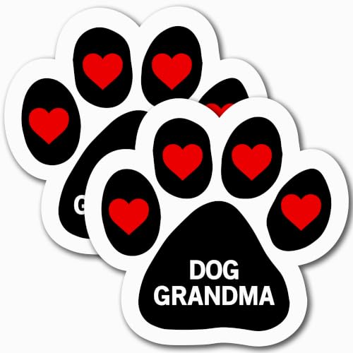 Image of Dog Grandma Pawprint Car Magnet 5 Inch 2 Pack, Dog Lover Gift, Made in USA