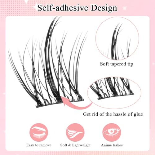 Image of MAYCREATE 180pcs Self Adhesive Eyelashes Fake Eye Lashes for Women, Natural Lash Clusters Eyelash Extensions Invisible Band Individual Lashes C-Curly DIY Lash Extension Kit