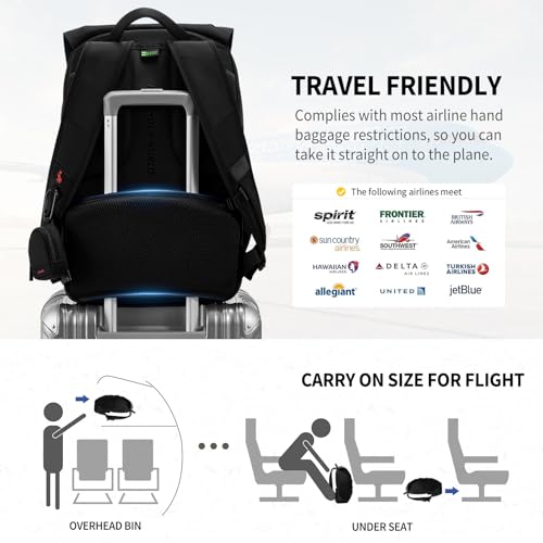 OIWAS Laptop Backpack for Men, Weight Reduction Business Backpacks for Men with Magnetic Buckle, Waterproof Work Backpack Fits 16 Inch Laptop, Large Capacity Travel Backpack for men women, Black4