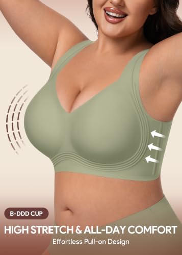Image of HBselect Jelly Bras for Women Plus Size Pullover Wireless Full Coverage Bra | No Underwire, Push Up, Lift, Minimizer Bras, Wide Straps, Seamless T-shirt Everyday Bralette, For Older Women, Large Breast