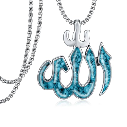 Image of Allah Necklace for Men - 925 Sterling Silver Islamic Necklace, Muslim Faith Pendant