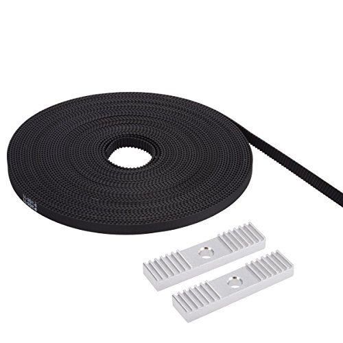 Tenlacum 5 Meter 6mm Width GT2 Timing Belt + 2pcs 2GT Timing Belt Aluminum Gear Clamp Mount Block Pack for 3D Printer