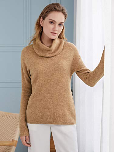 Womens Cowl Neck Sweater Lightweight Loose Pullover Tops Long Sleeve Roll Neck Ribbed Casual Knitwear2