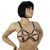 SEE-X Bondage-Stripe BH in Lederoptik Bra aus Kunstleder-Riemen GoGo-Outfit 9406