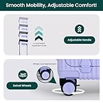 Nobl Travel Carry On Luggage, Noble Zipperless Aluminum Frame PC Hard Shell Suitcase, 20.8"x15"x8.7" Airline Approved, 360° Spinner Wheels, TSA Locks, USB Charging Port, Cup & Phone Holder - Lavender - Image 5