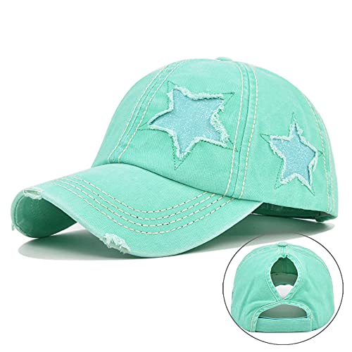 Image of Washed Scratch Frayed Baseball Cap Retro Adjustable with Five-Pointed Stars for Men Women Trucker Cap Unisex