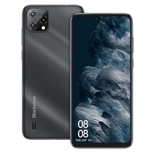 Blackview Telephone Portable 4G, A55 (2022) Smartphone Pas Cher Android 11 (Écran 6.52″ HD+ 5G WiFi, 4780mAh, 3Go RAM/SD-128Go, 8MP Triple caméra arrière, Double SIM) 3 Slots/Face ID/2Ans de Garantie