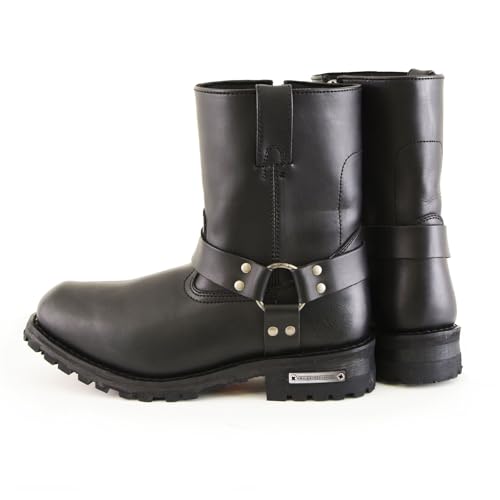 Image of Milwaukee Leather Men's Distressed Gray Leather 11-inch Classic Harness Square Toe Motorcycle Boots MBM9006 | Premium Material, Square Toe, Rider Ready, Durable Everyday Wear