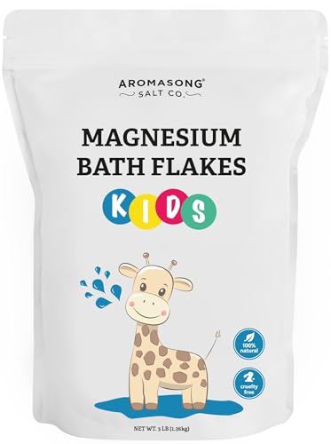 Aromasong Magnesium Flakes for Kids Bath – 3 LB Resealable Bag | Pure Dead Sea Salt Bath Flakes for Kids, Toddlers & Babies | Gentle Calming Epsom Salt Alternative | Soothing Bedtime Detox Soak