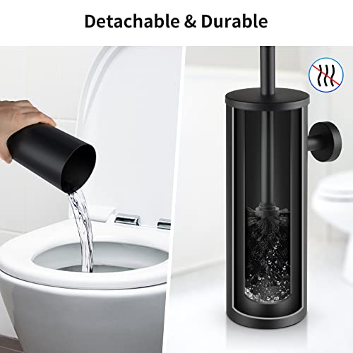 WAVEWO Toilet Brush Stainless Steel Wall Mounting, Toilet Brush with Closed Splash-proof Cover - Image 2