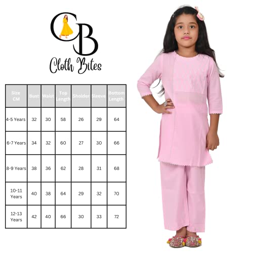Image of Rayon Kurta Pant Set for Girl Child, Gota Work Kurti with 3 /4 Selvess, Round Neck Traditonal Dress,Ethnic Wear Kurti for Kids