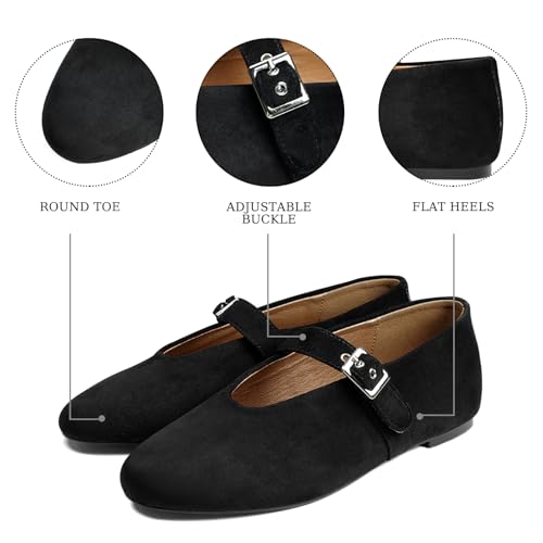 Mary Jane Shoes Women Ballet Flats with Buckle Strap Round Toe Wide Width Closed Toe Flats for Women Dressy2