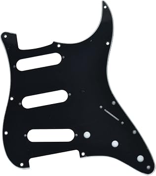 Dopro 11 Hole ST/Strat Style SSS Pick Guard for 3 Single Coil Pickups with Screws Black 3 Ply