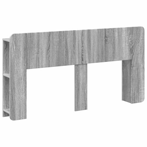 mtlskopl Armoire de tête de lit avec espace de rangement, tête de lit avec étagère, design moderne en sonoma gris, matériau en bois, 154 x 18,5 x 80 cm,...