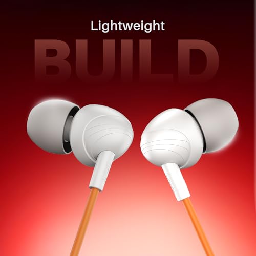 Image of boAt Bassheads 211 Wired Earphones with 10mm Drivers, Signature Sound, in-Line Microphone, 3.5mm Jack, Voice Assistant & 120cm Cables (Off White Orange)