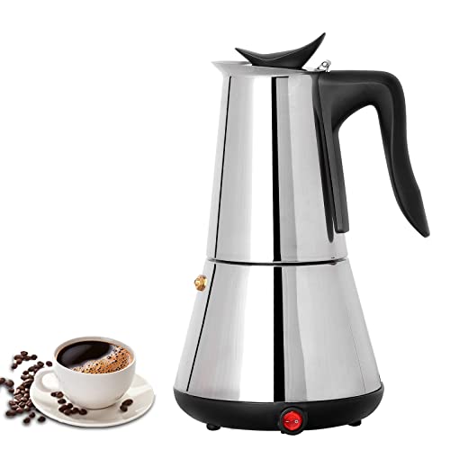 MXBAOHENG Electric Moka Pot, 6 Cups, Stainless Steel