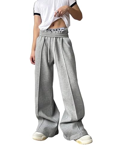 COZYEASE Men's Sweatpants Athletic Drawstring Waist Wide Leg Sweatpants Casual Baggy Pants with Pockets
