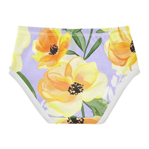 Yellow Orange Floral Purple Panties Little Girl Girls Underwear Toddlers Cotton Funny Kids Briefs Undies 2t2
