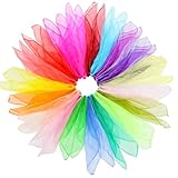 Arvoni 20 Stück Jongliertücher für Kinder, 60x60cm Chiffontücher Seidentuch, Hochwertiger Stoff Bunte Tücher, Seidentücher Baby für Sensorisches Werkzeug, Tanzen, Jonglieren