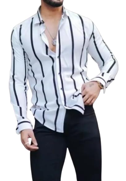 Image of Men's Lycra Stretch Shirt - Slim Fit Quick Dry Workout Shirt - Moisture Wicking Activewear for Gym, Training, Running Strpied.