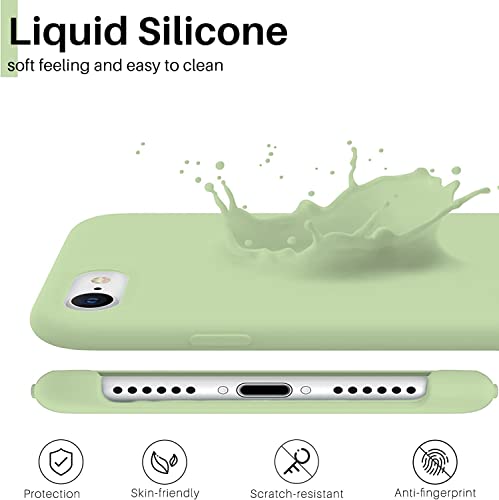 Image of VONZEE Liquid Silicone Soft Back Cover for iPhone 7 Case, Shockproof Slim Camera & Full Body Protection Non Yellowing Cover with Microfiber Lining & Logo Cut (4.7 Inch) -Matcha Green
