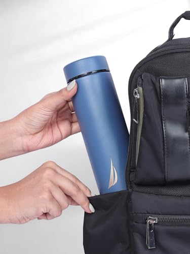 Image of NAUTICA Premium Leak-Proof Insulated Water Bottle - 1pc (Stern)| 500ml | Stainless Steel Flask with 24 Hours Temperature Retention | Ideal for Travel, Gym, Office Use Titanium Solid-Blue