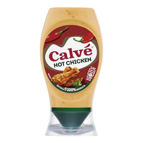 Calvé Salsa Hot Chicken, Formato 250 ml, Salsa Piccante Delicata con Cayenna e Peperoncino, Ideale per Bocconcini di Pollo e Spiedini, Vegetariano, Senza Glutine