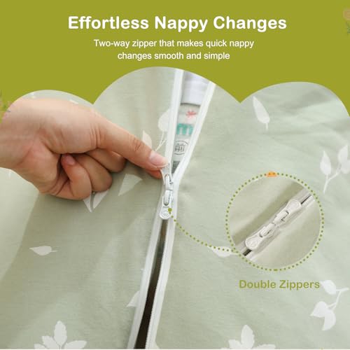 Image of Baby Sleep Sack 2.5 TOG Cotton Foliage M | 100% Cotton detachable sleeves baby sleep sack, gentle on baby's skin with winter warmth and cozy sleep comfort for 6-18M