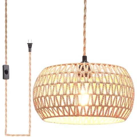 Garvot Rattan Plug-in Pendant Light Cover