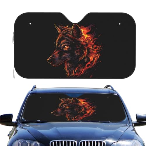 Couvre-soleil auto loup de feu pliable contre la chaleur du pare-brise