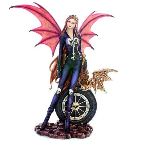 Figurine Fée Auto Moto Monde Féérique statuette 26cm