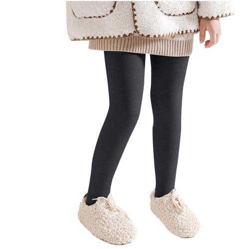 Girls Thicken Fleece Lined Leggings Basic Solid School Uniform Pants Casual Soft Stretchy Cotton Tights for Kids 3-12 Years3