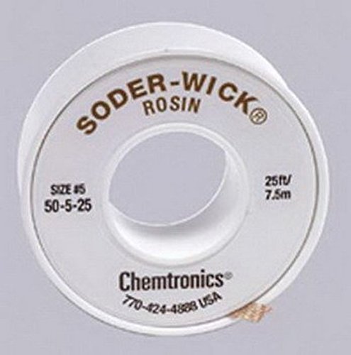 Chemtronics50-5-25 Soder-Wick Rosin Desoldering Braid 0.145in/3.7mm 25ft by Chemtronics