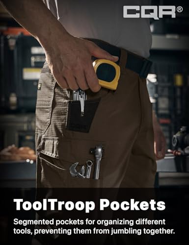 Image of CQR Men's Quick Dry Work Pants, Water Resistant Outdoor Tactical Pants, Lightweight Stretch Cargo Hiking Pants