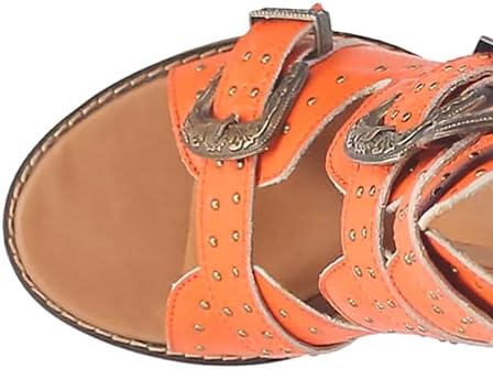 Dingo Womens Ziggy Studded Open Toe Shootie Pumps Dress Casual Casual High Heel 3" & Up - Orange - Size 7.5 M | Image 3
