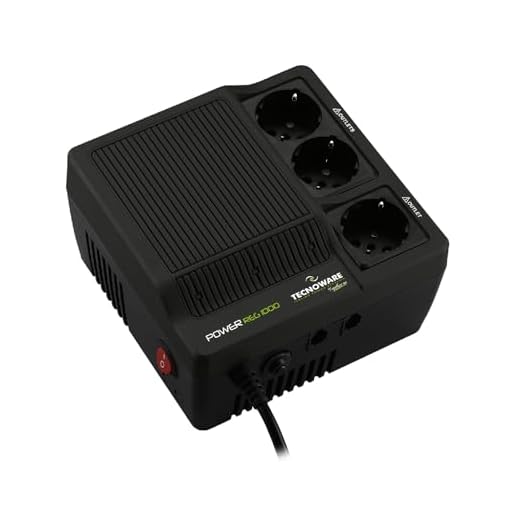 Tecnoware Power Reg 1000VA - Estabilizador Electrónico Monofásico de Oficina - Estabilización ± 6% - Entrada Cable con Enchufe SCHUKO, 3 Salidas SCHUKO / ITALIA